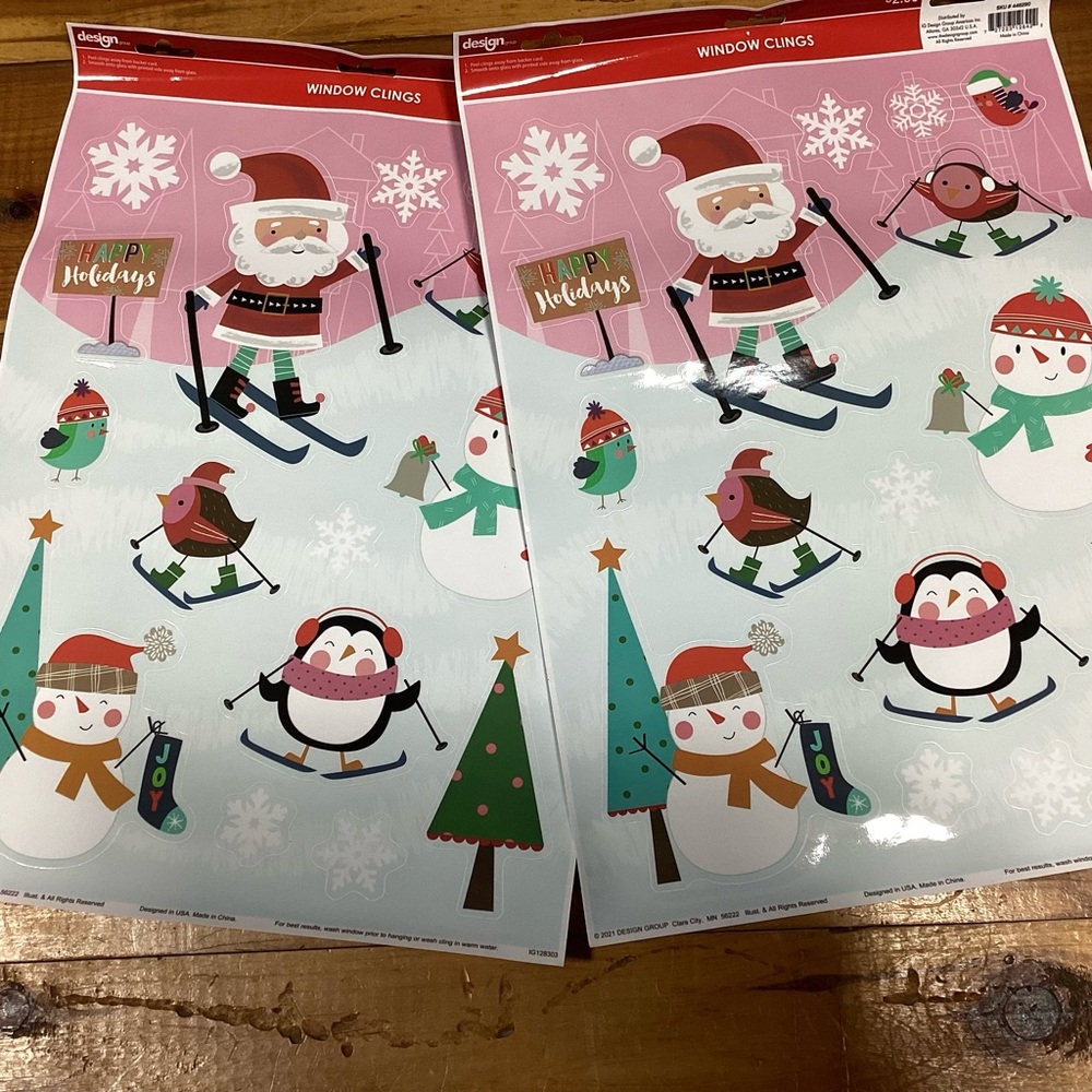 2 new Christmas sets of window clings - peel & stick to glass